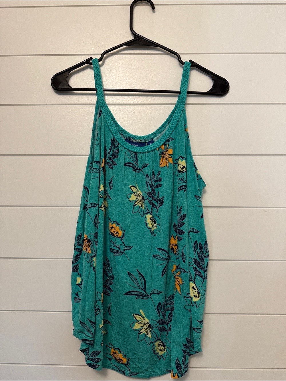 Apt. 9 Teal Floral Braided-Strap Tank